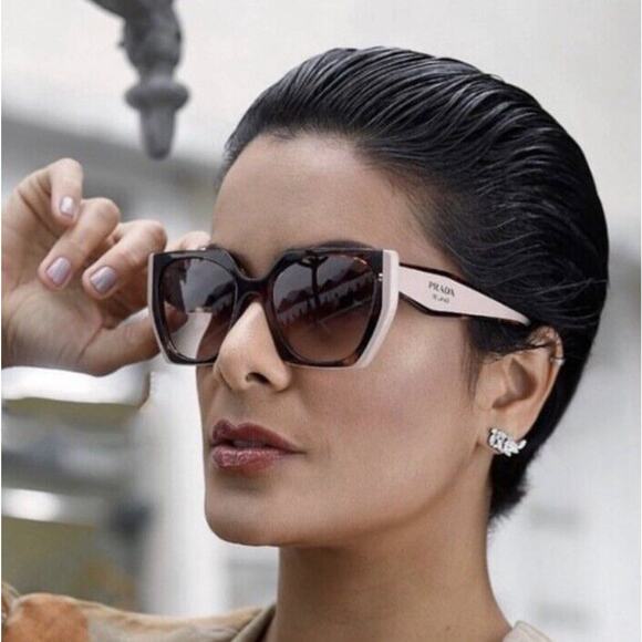 Prada Sunglasses Cateye PR 15WS 01R0A6 Tortoise Powder Pink Brown AUTHENTIC - Picture 6 of 7